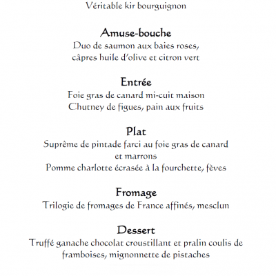 Le détail du menu